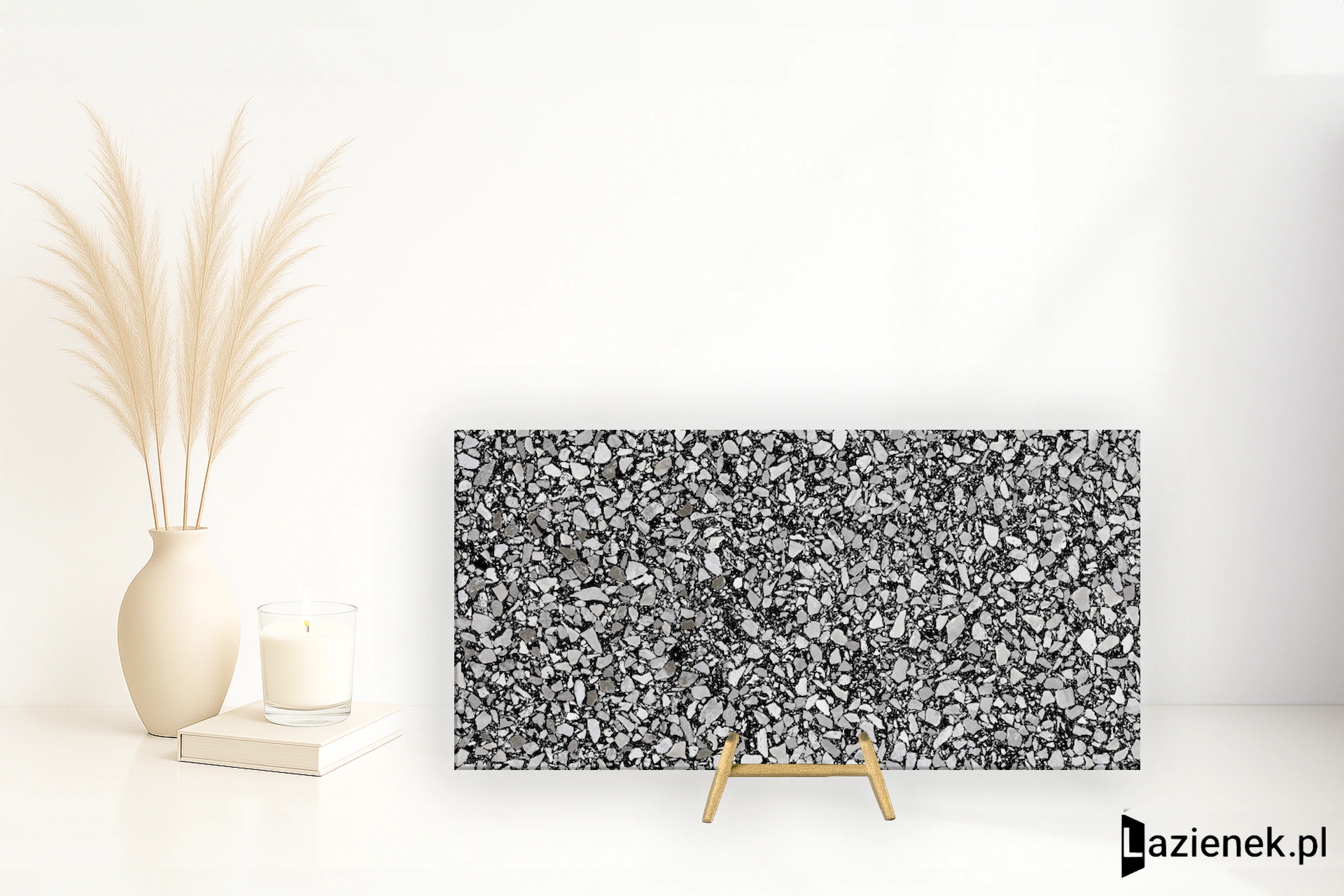 Casalgrande Padana Terrazzo Black błyszcząca 30x60 cm gr. 9 mm - płytka rektyfikowana/12790032